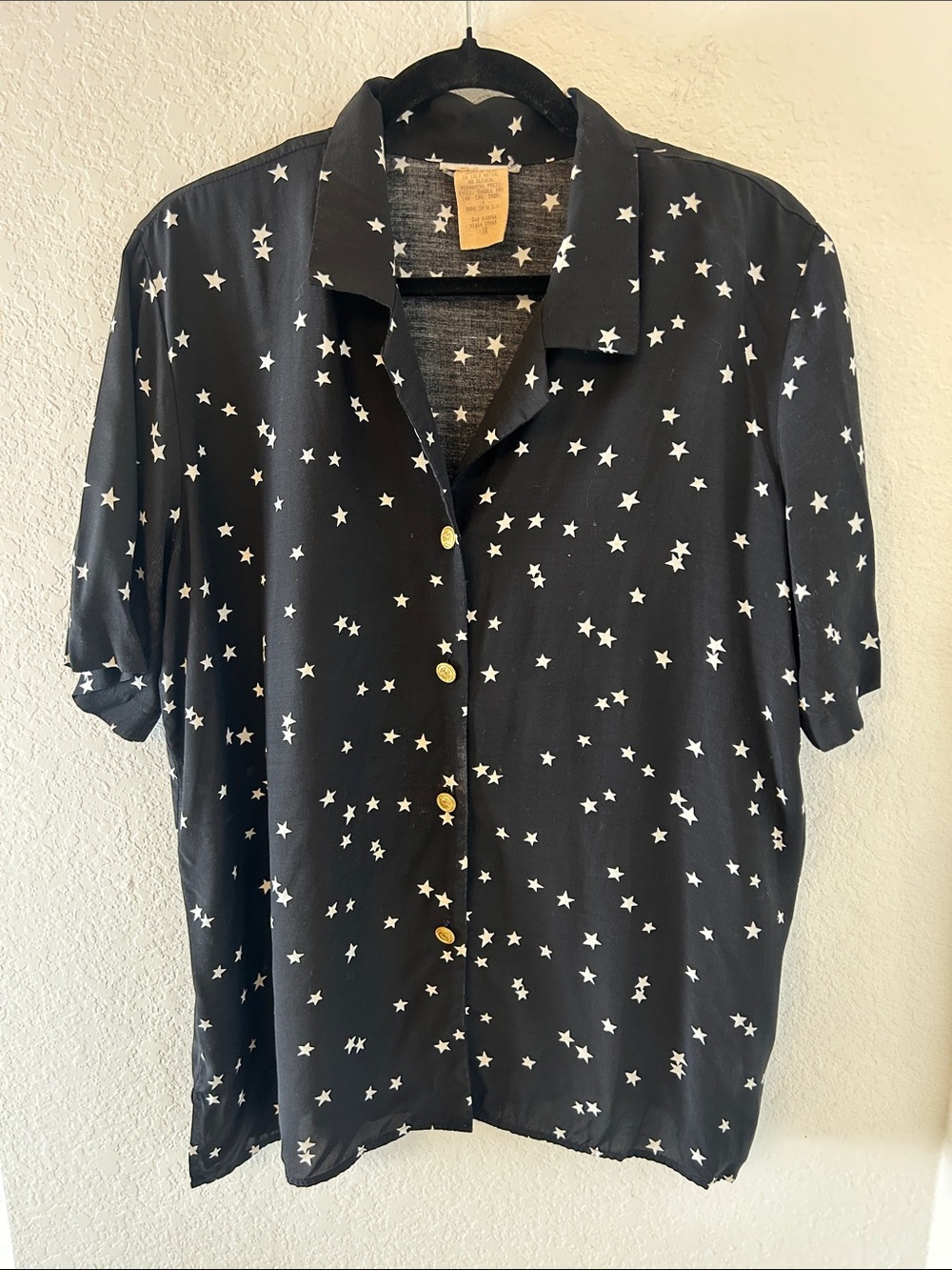 VTG Star print button down Gold buttons no brand tag size 10 4th July